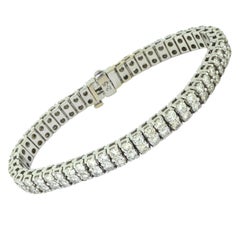 Two-Row Brilliant 13 Carat Diamond Line Tennis Bracelet in White Gold
