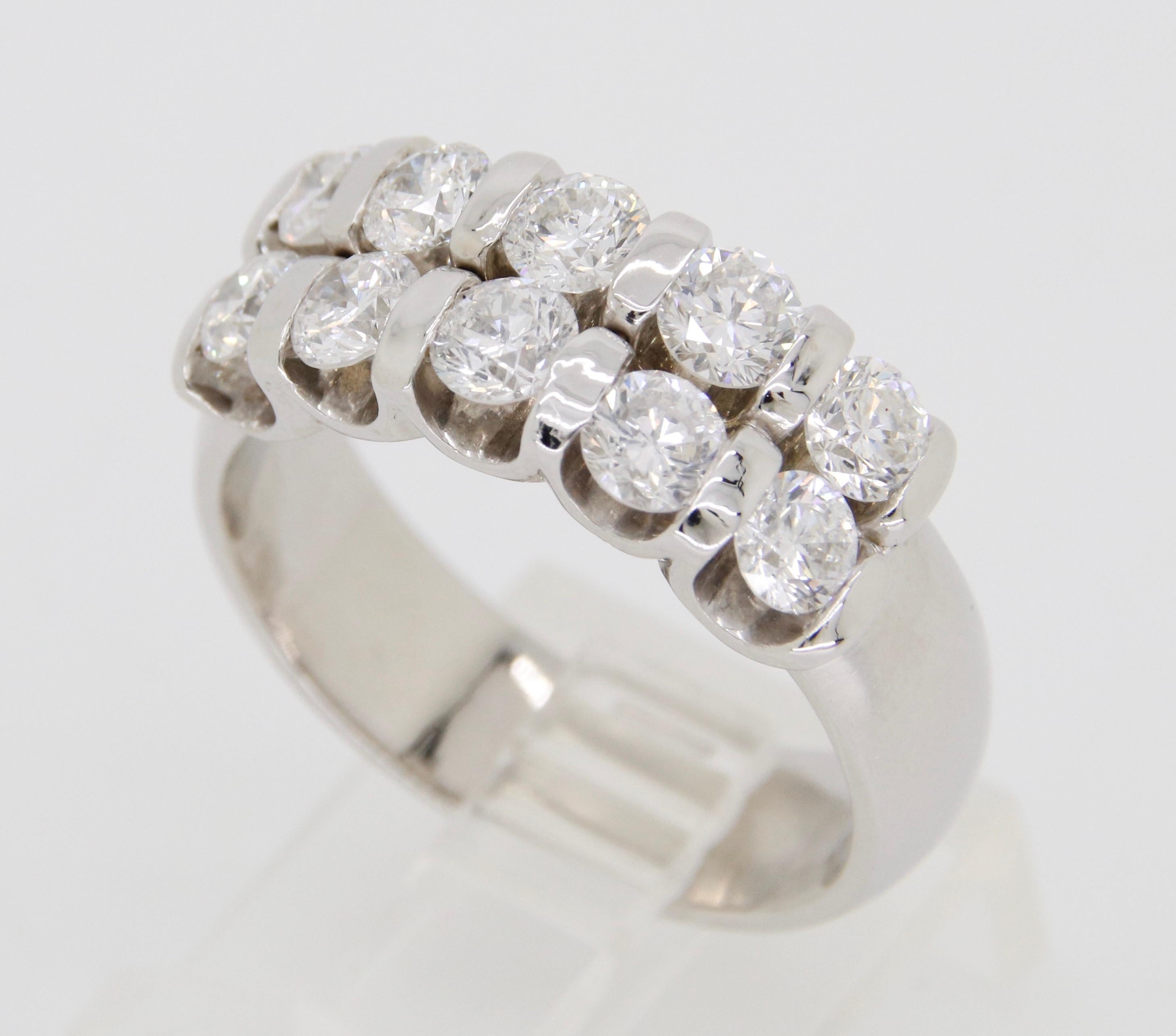 Two-Row Diamond Band Ring For Sale 6