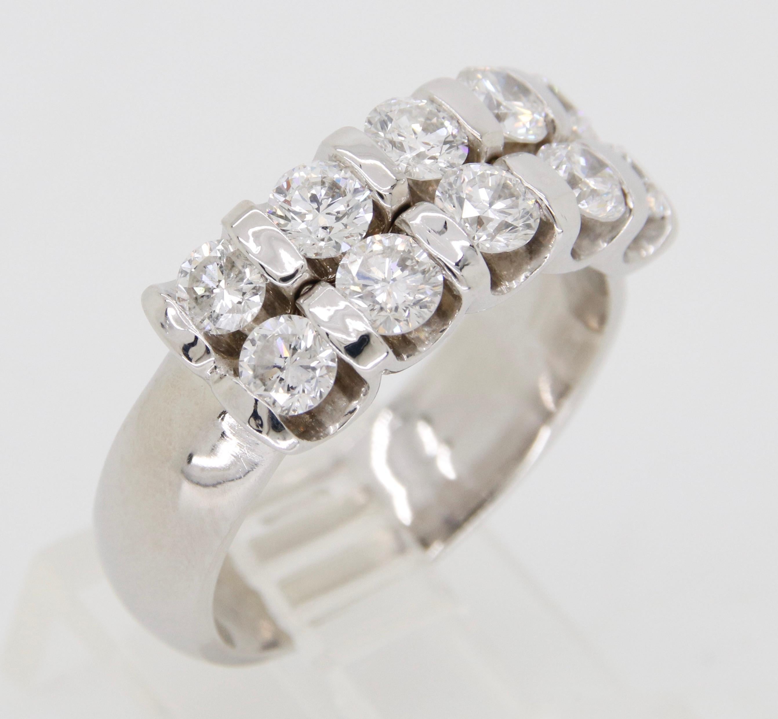 Two-Row Diamond Band Ring For Sale 7