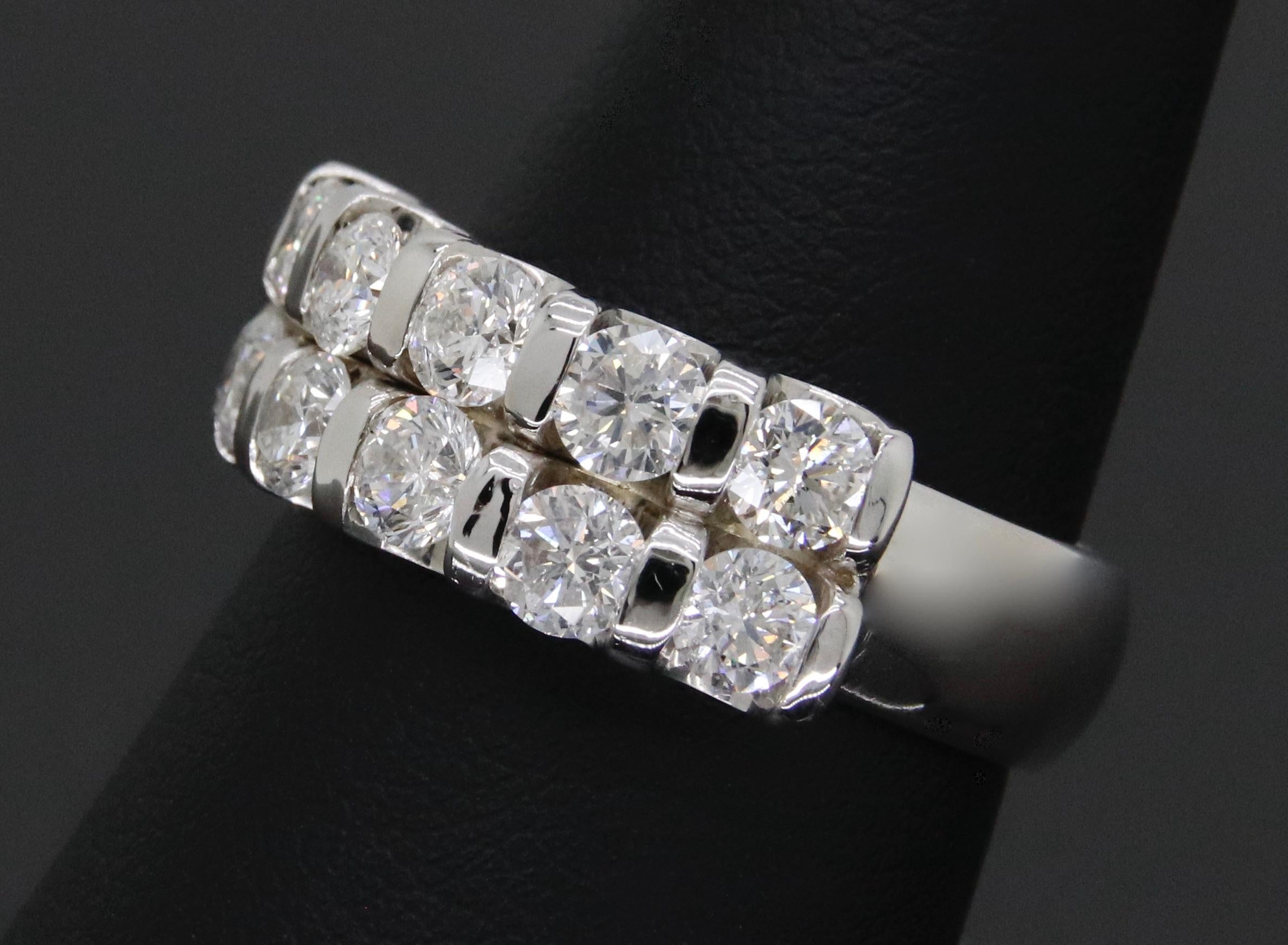 Two-Row Diamond Band Ring For Sale 1