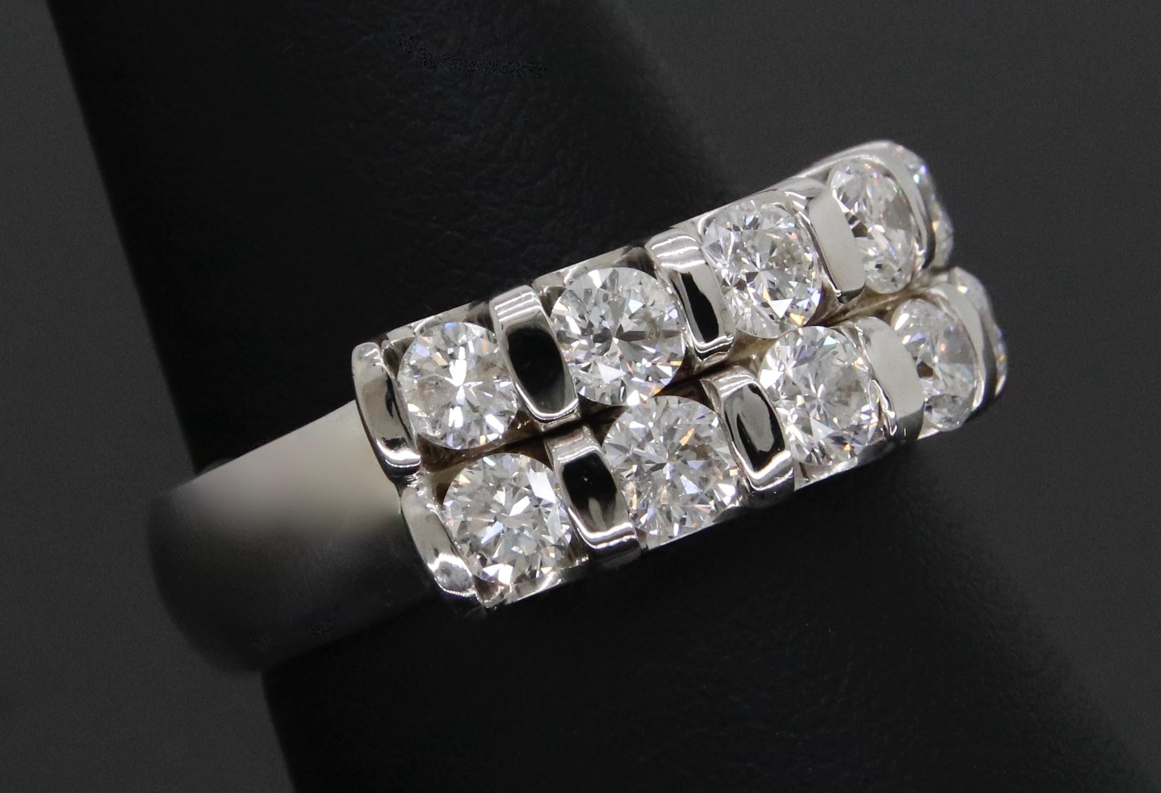 Two-Row Diamond Band Ring For Sale 2