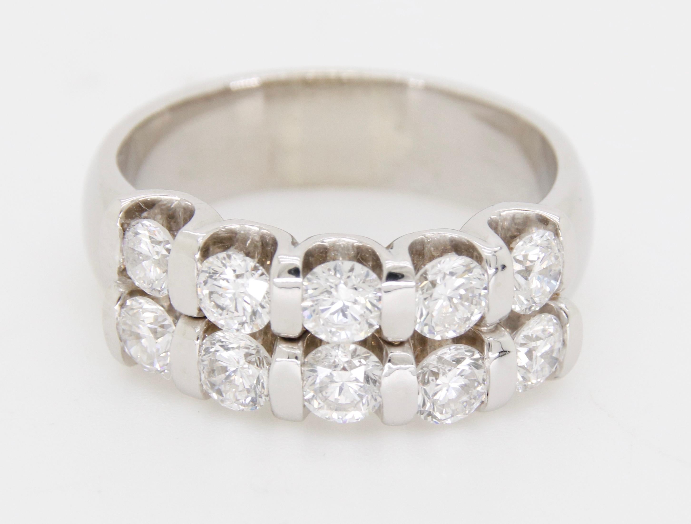 Two-Row Diamond Band Ring For Sale 3