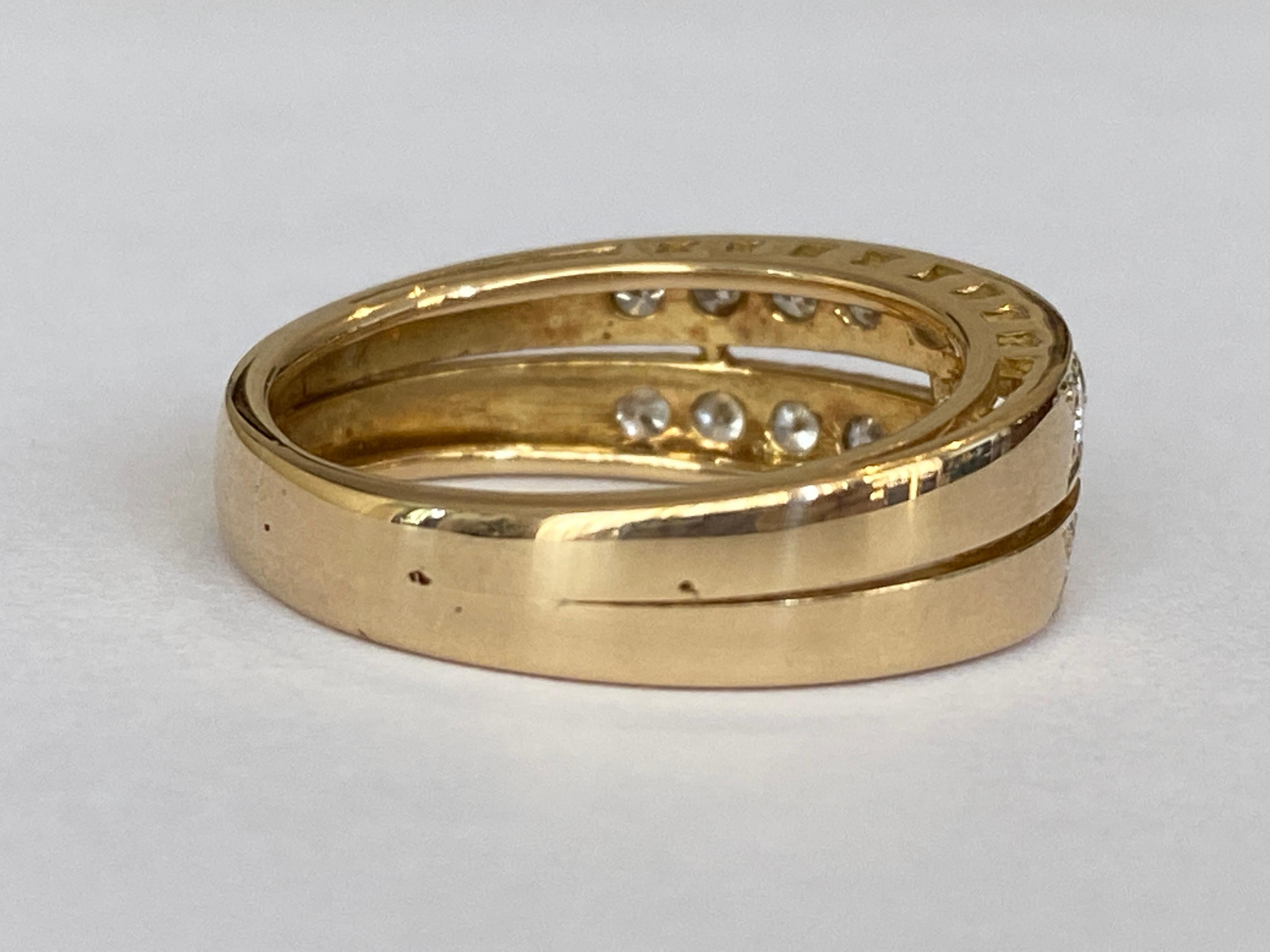 Two-Row Diamond Band Ring in 18 k Yellow  Gold 1