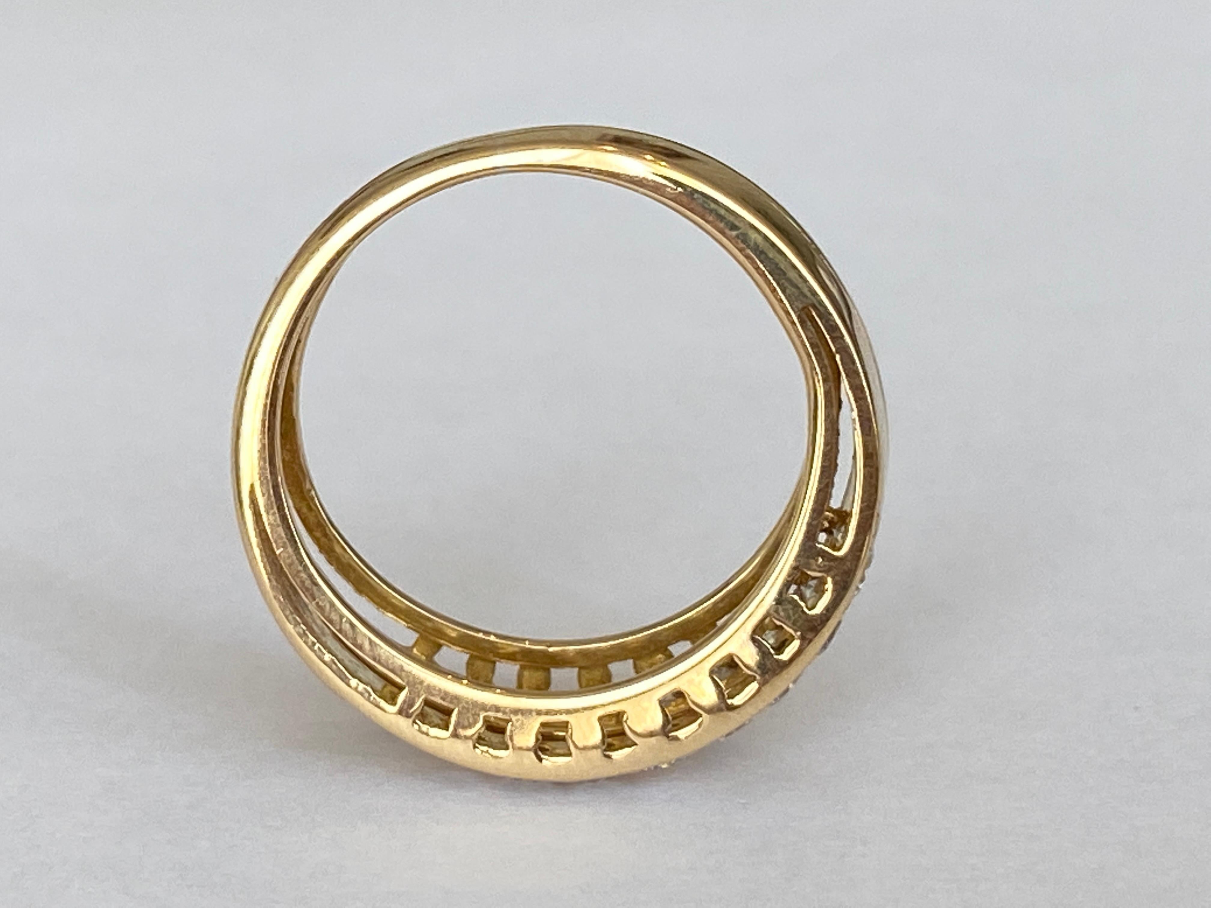 Two-Row Diamond Band Ring in 18 k Yellow  Gold 2