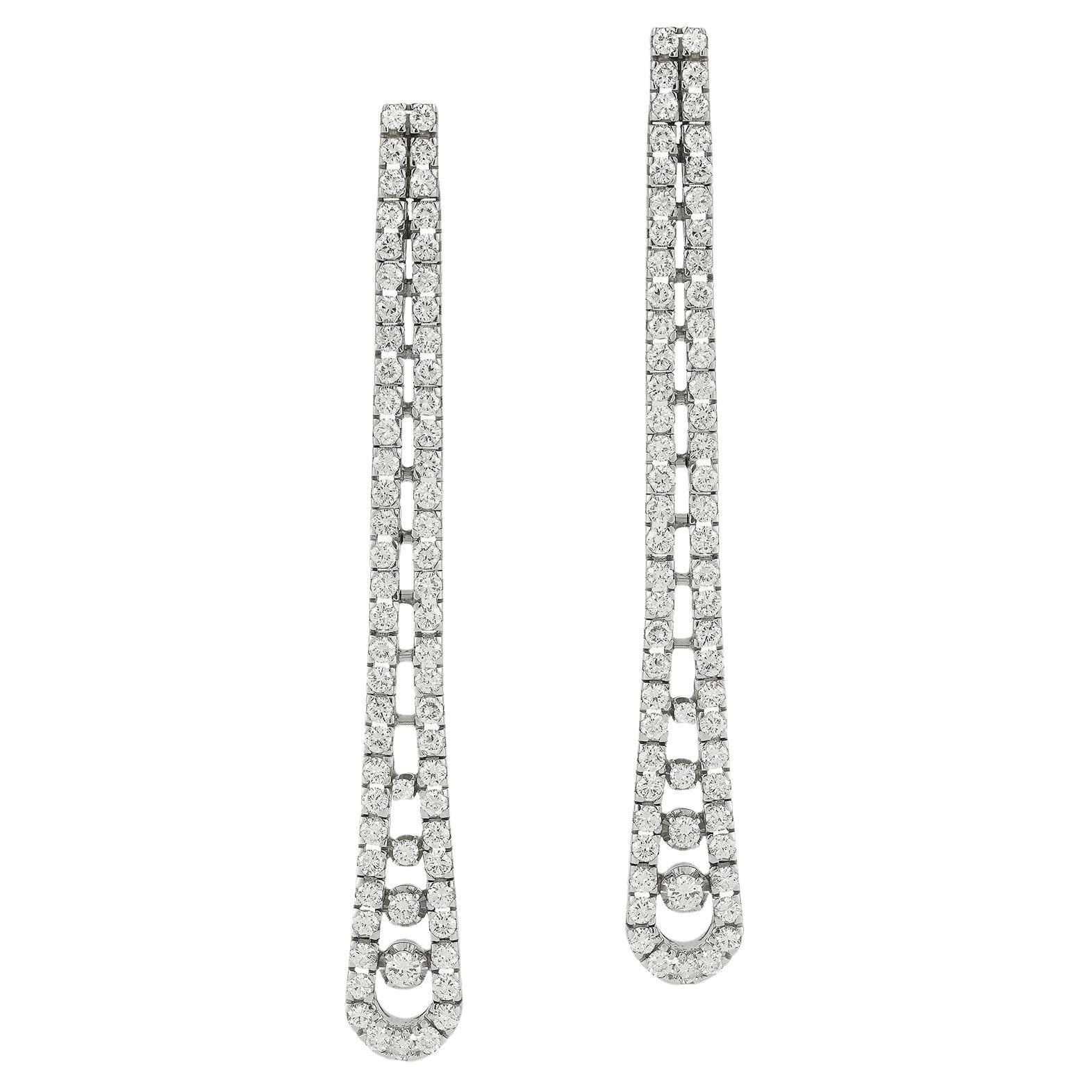 Two Row Diamond Dangle Earrings