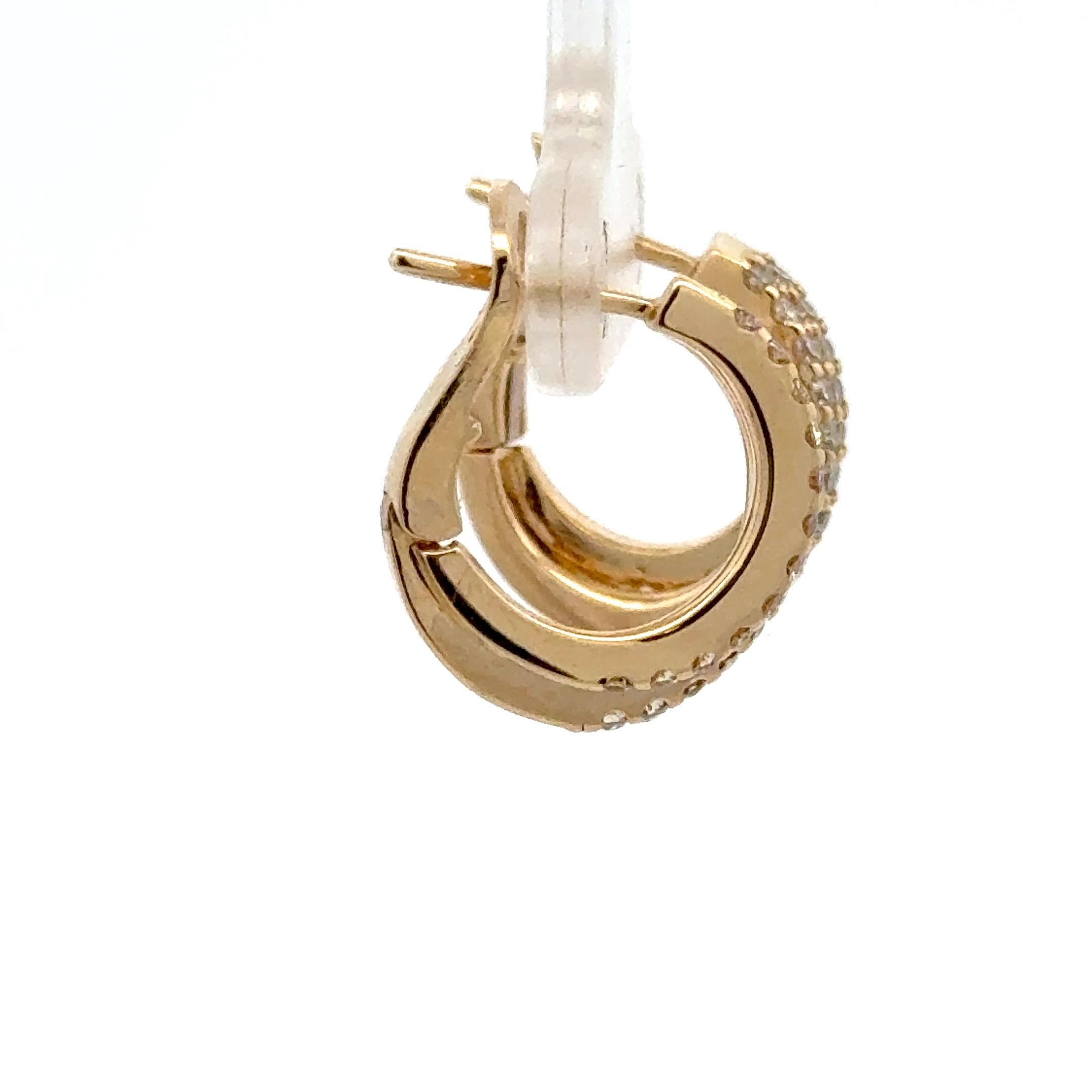 Créoles à deux rangées de diamants 0,73 carat or jaune 14 carats 4,73 grammes en vente 1
