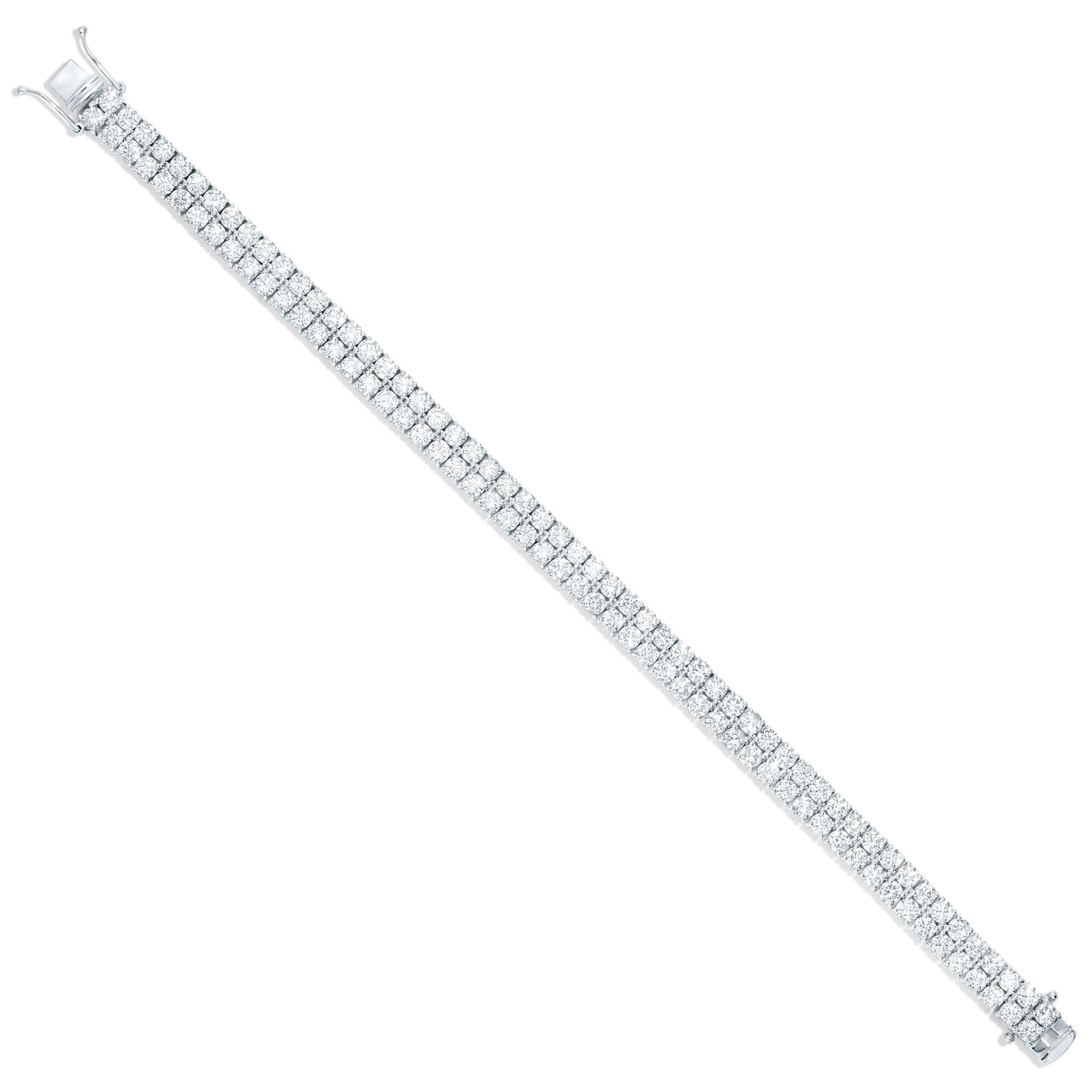 Two Row Diamond Tennis Bracelet 11.45 Carats 18K White Gold In Excellent Condition For Sale In Aliso Viejo, CA