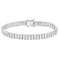 Bracciale tennis con due file di diamanti 11,45 carati in oro bianco 18 carati