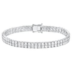 Bracciale tennis con due file di diamanti 11,45 carati in oro bianco 18 carati