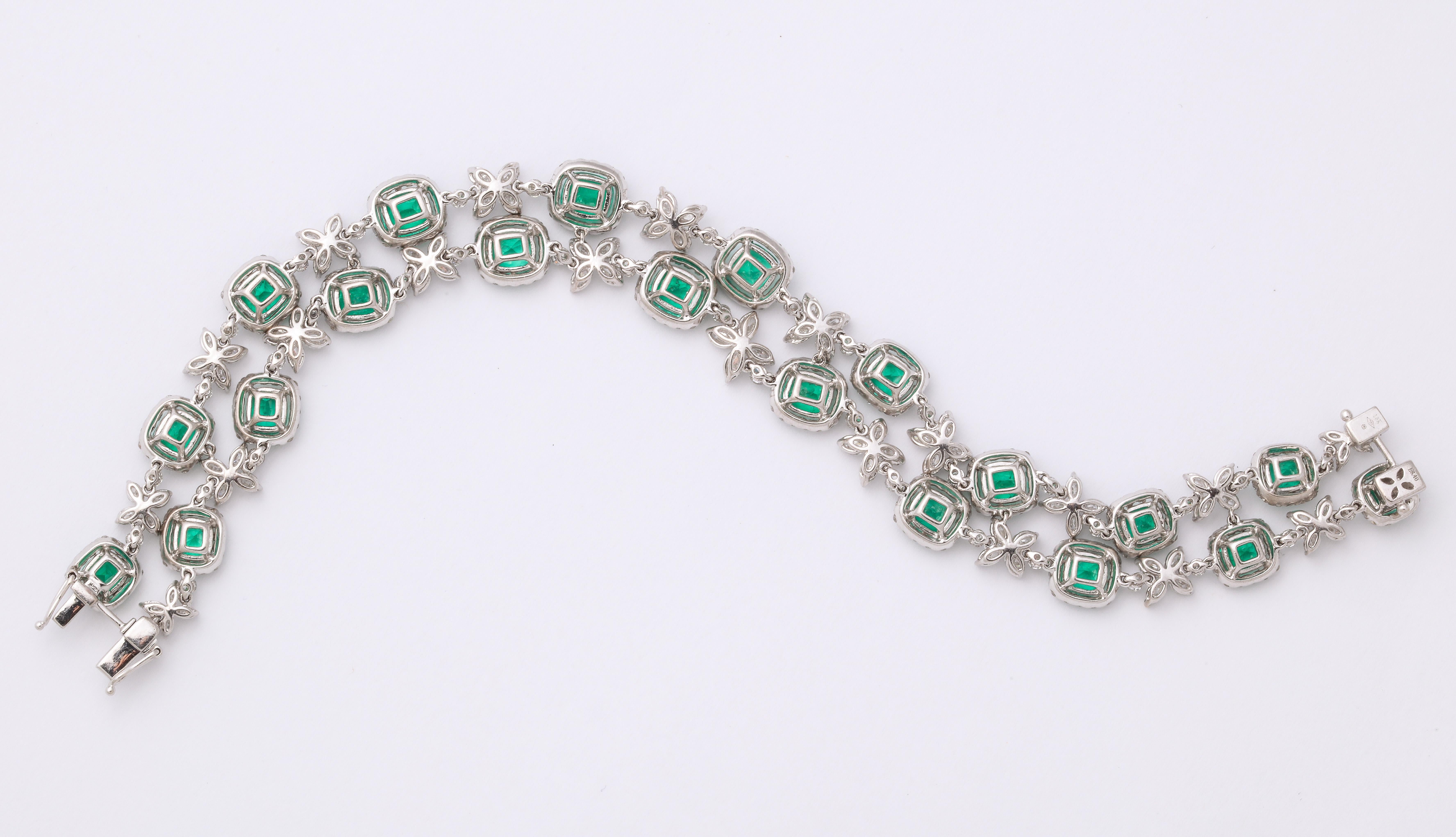 Two Row Emerald and Diamond Bracelet 1