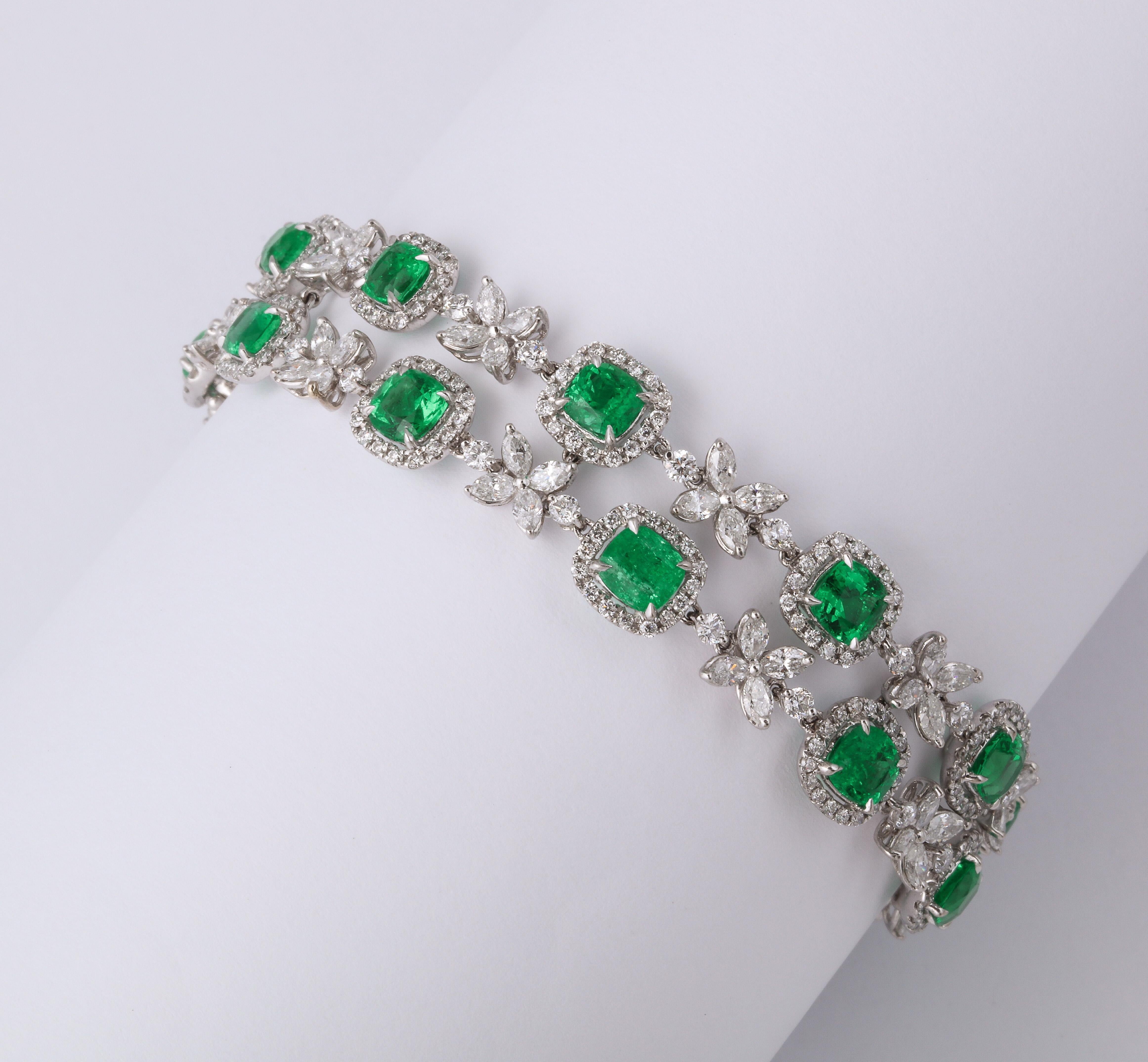 Two Row Emerald and Diamond Bracelet 2