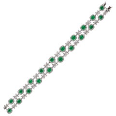 Two Row Emerald and Diamond Bracelet