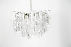 Two Row Kalmar Matte Ice Glass Chandelier, Austria, 1960s
