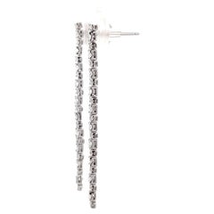 Two Row Long Diamond Dangle Drop Earrings 1.05 Carats 18 Karat White Gold