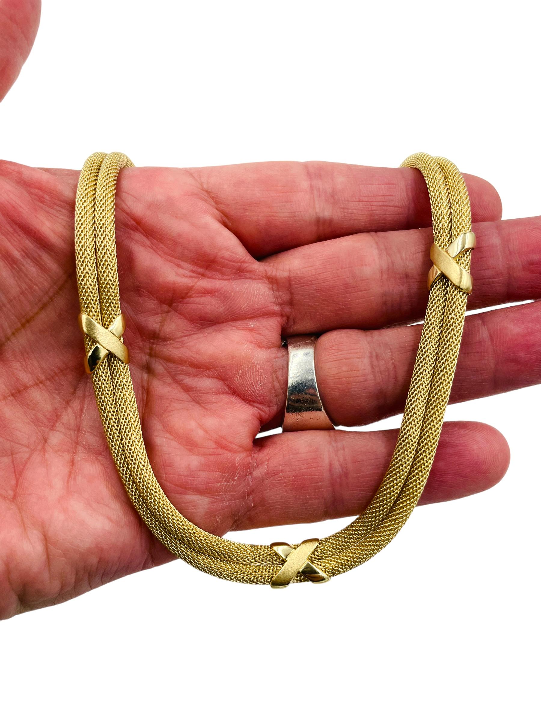 Two Row Mesh Halskette aus Gelbgold für Damen oder Herren im Angebot