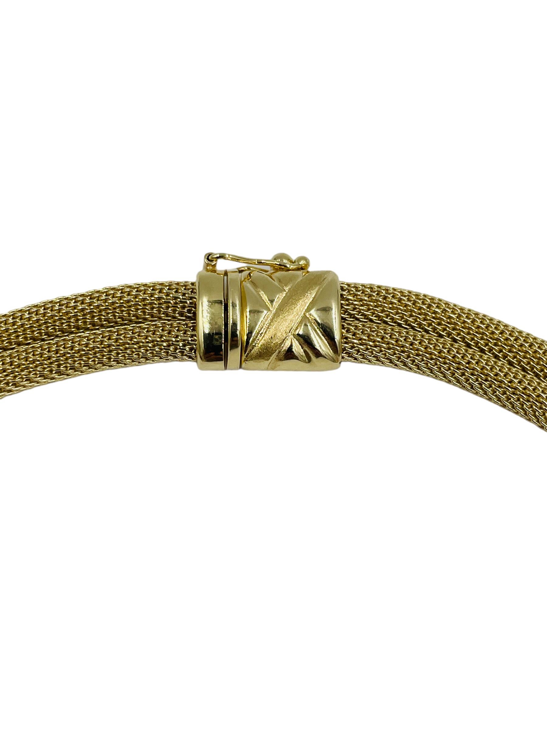 Two Row Mesh Yellow Gold Necklace In Good Condition For Sale In Los Angeles, CA