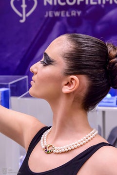 Two Row Pear Necklace in 18Kt Yellow Gold with Colorful Tourmalines