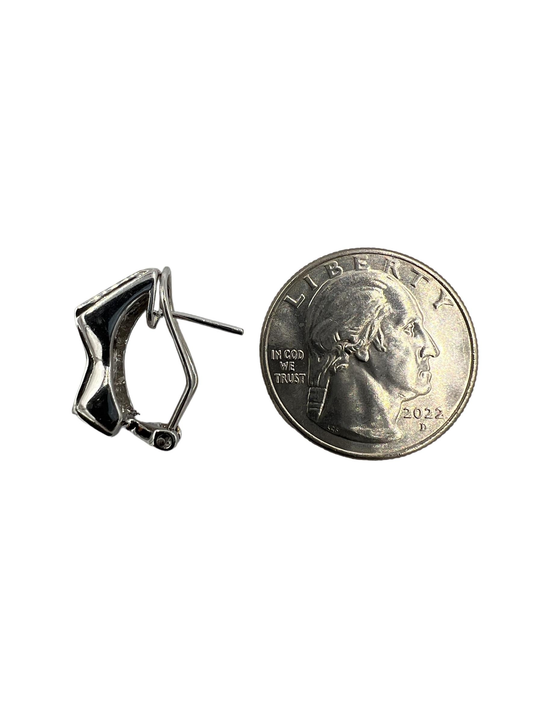 Two Row Princess Cut Diamond White Gold Earrings For Sale 2