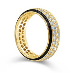 Roman Malakov 1.53 Carat Round Diamond Two-Row Black Enamel Wedding Band Ring