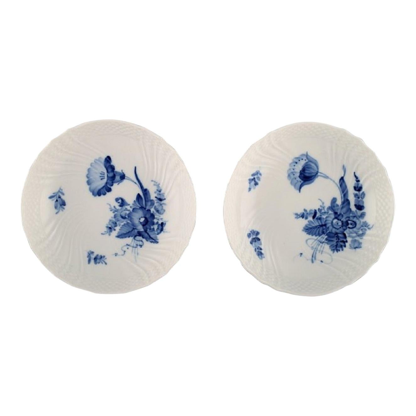 Two Royal Copenhagen Blue Flower Curved Compotes, Model Number 10/1532, 1960s