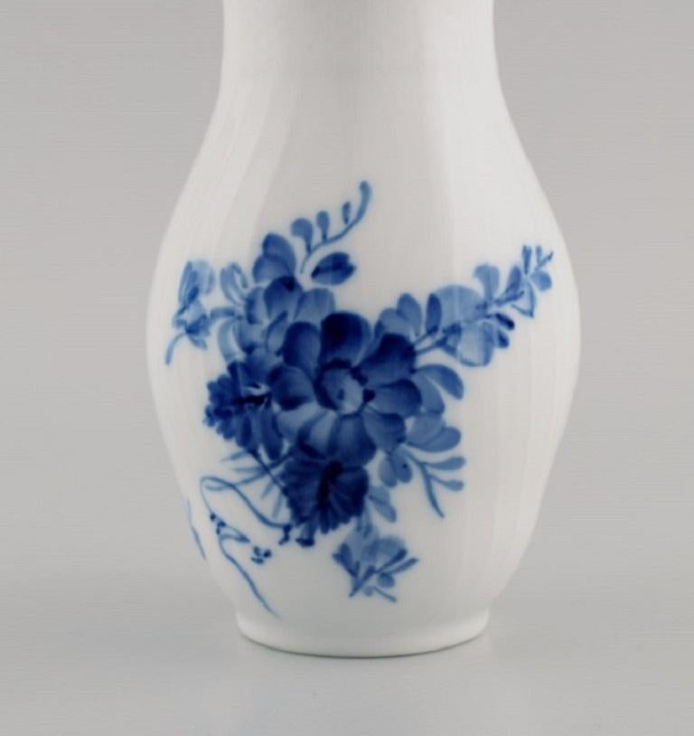 Hand-Painted Two Royal Copenhagen Blue Flower Curved Vases, 1980-1984 For Sale