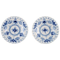 Two Royal Copenhagen Blue Fluted Full Lace Butter Pads in Porcelain