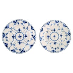 Two Royal Copenhagen Blue Fluted Full Lace Plates in Openwork Porcelain