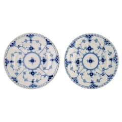 Two Royal Copenhagen Blue Fluted Full Lace Plates in Porcelain