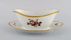 Two Royal Copenhagen Brown Rose Sauce Boats, 1960s