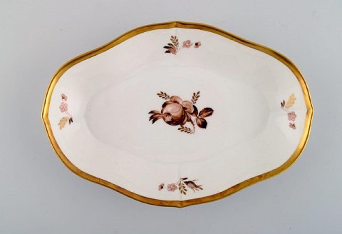 Danish Two Royal Copenhagen Brown Rose Serving Dishes, 1960s For Sale