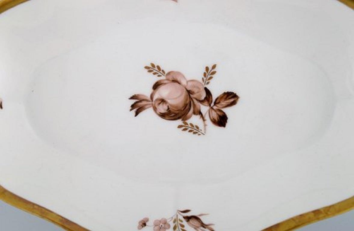 Hand-Painted Two Royal Copenhagen Brown Rose Serving Dishes, 1960s For Sale