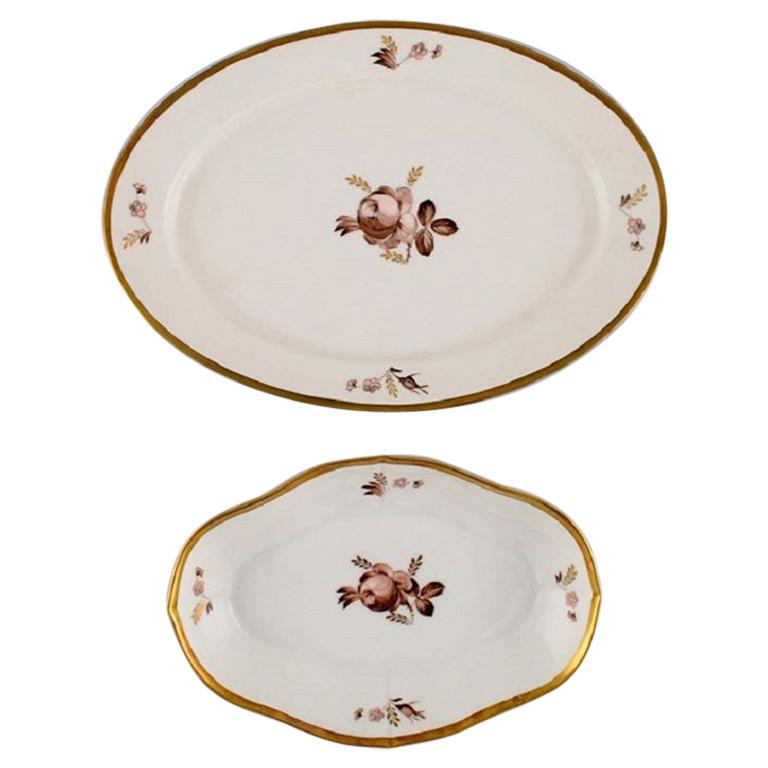Two Royal Copenhagen Brown Rose Serving Dishes, 1960s For Sale