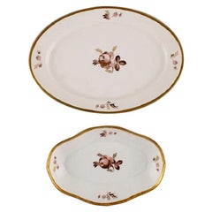 Two Royal Copenhagen Brown Rose Serving Dishes, 1960s