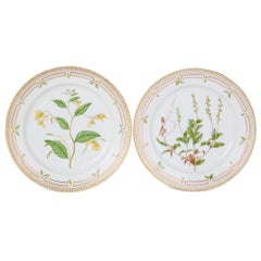 Two Royal Copenhagen Danish Porcelain Flora Danica Serving Plates