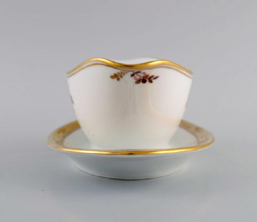 Danish Two Royal Copenhagen Golden Basket Sauce Bowls in Porcelain with Flowers For Sale