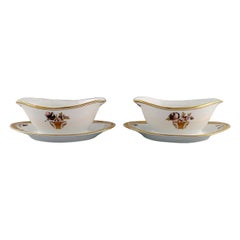 Two Royal Copenhagen Golden Basket Sauce Bowls in Porcelain with Flowers