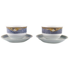 Two Royal Copenhagen Gray Magnolia Sauce Boats in Porcelain, Late 20th Century