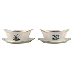 Two Royal Copenhagen Sauce Boats in Hand Painted Porcelain