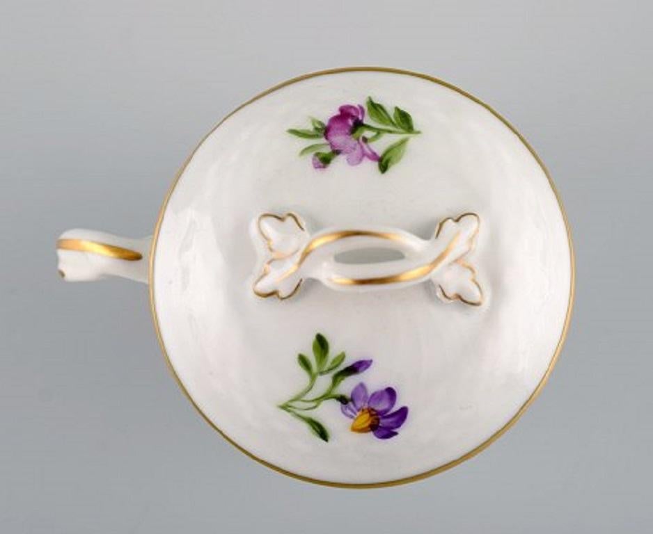 Danish Two Royal Copenhagen Saxon Flower Porcelain Cream Cups with Floral Motifs