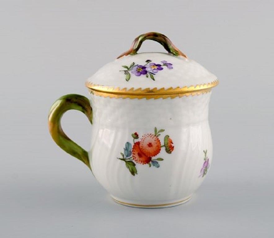 Mid-20th Century Two Royal Copenhagen Saxon Flower Porcelain Cream Cups with Floral Motifs