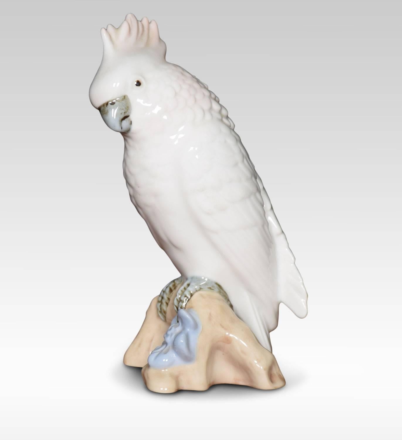 20th Century Two Royal Dux Porcelain Models of Cockatoo’s