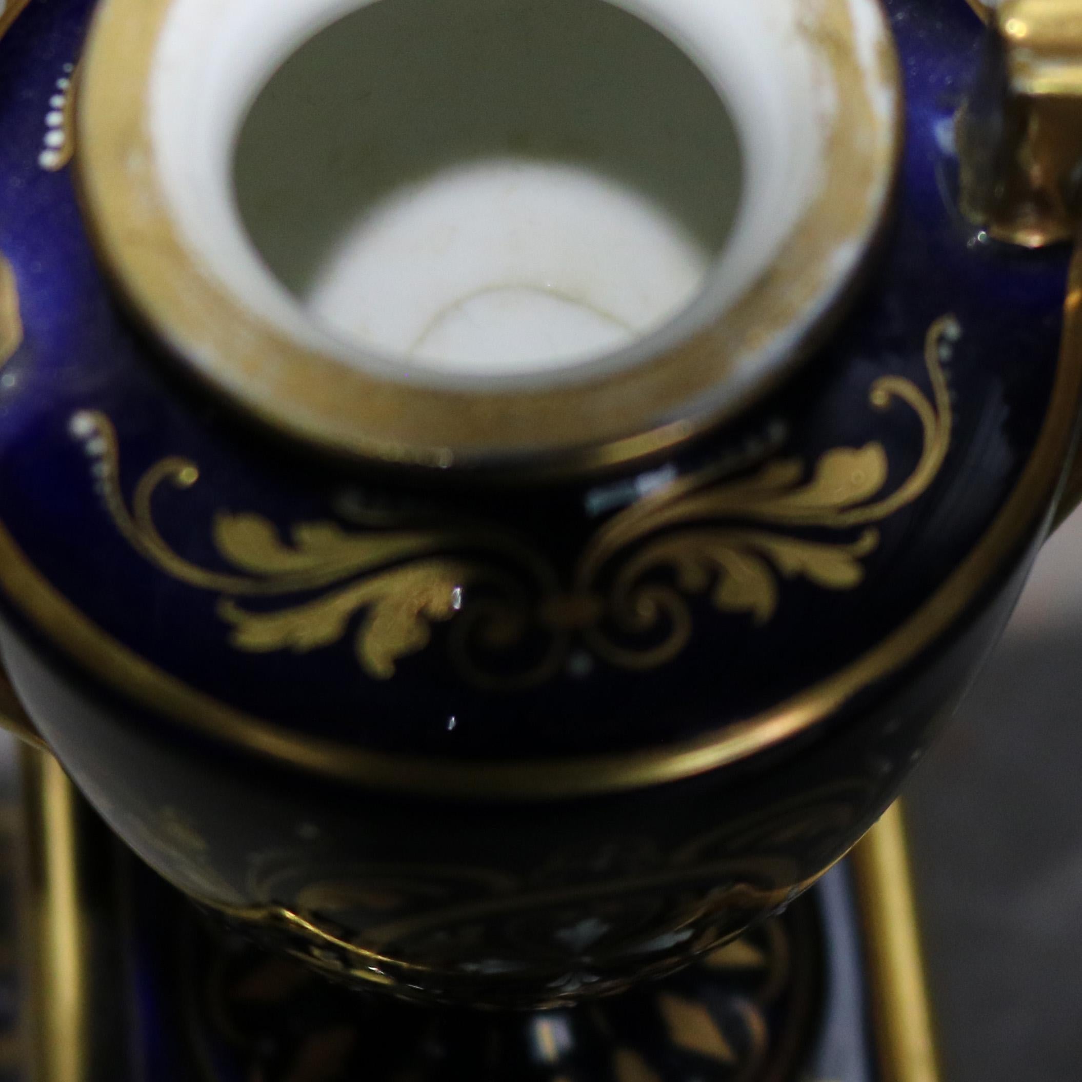 19th Century Two Royal Vienna Hand Painted & Gilt Porcelain Urns with Genre Scenes C1890