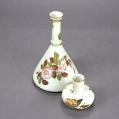 Two Royal Worcester Floral & Gilt Porcelain Vases C1890