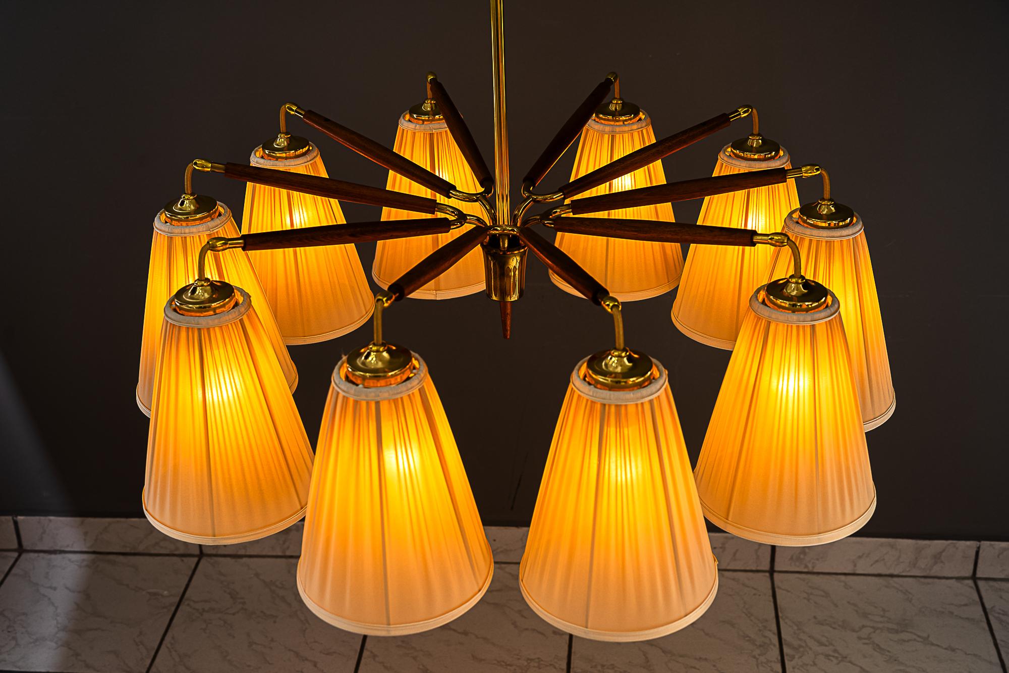 Two Rupert nikoll 10 Arm chandeliers vienna around 1950s In Good Condition For Sale In Wien, AT