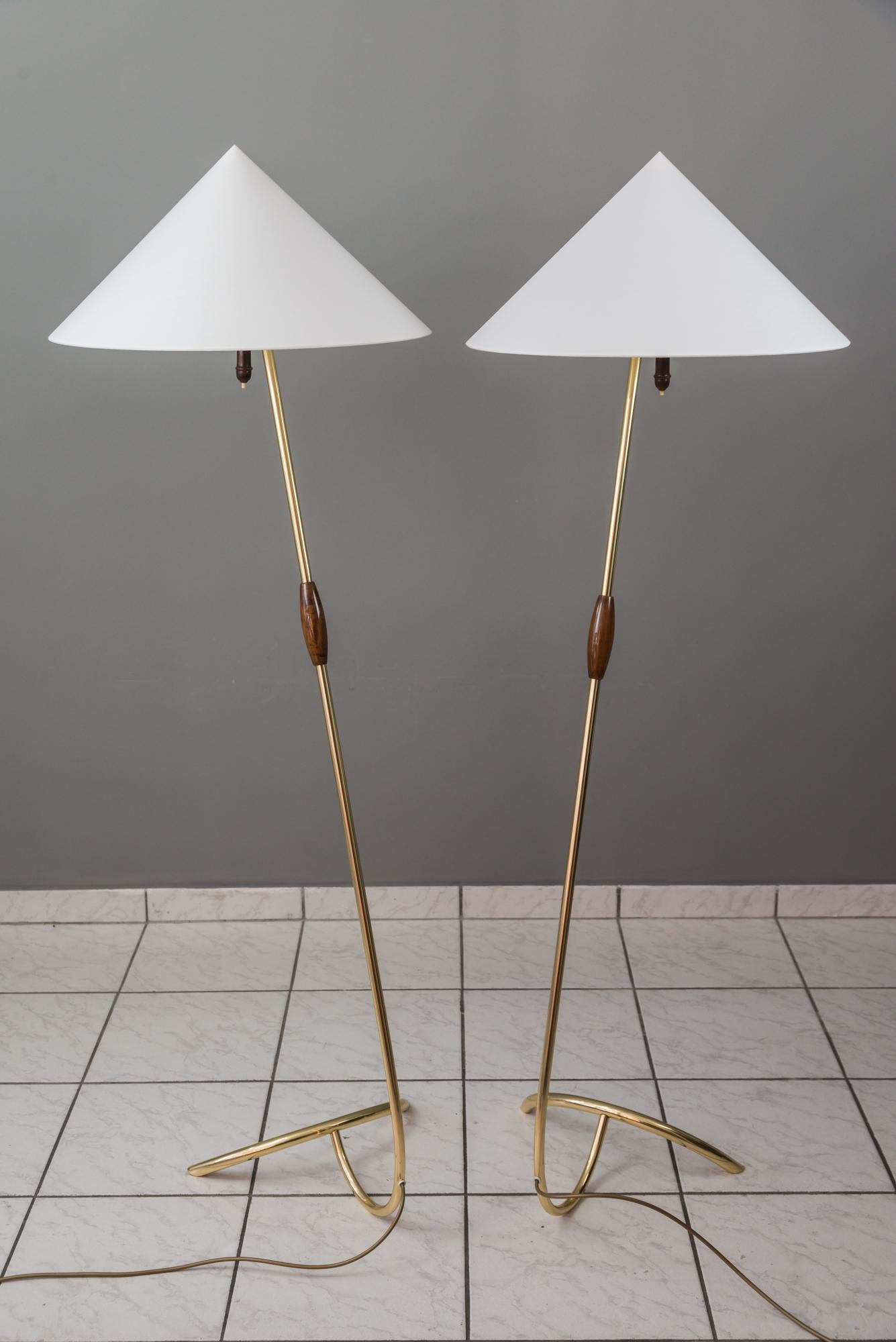 Mid-Century Modern Two Rupert Nikoll Floor Lamps, circa 1950s For Sale
