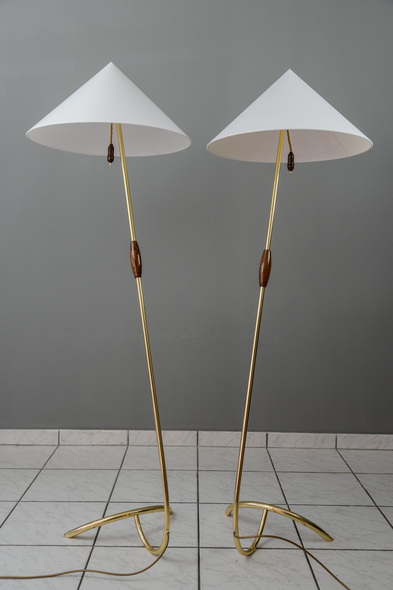 Austrian Two Rupert Nikoll Floor Lamps, circa 1950s For Sale