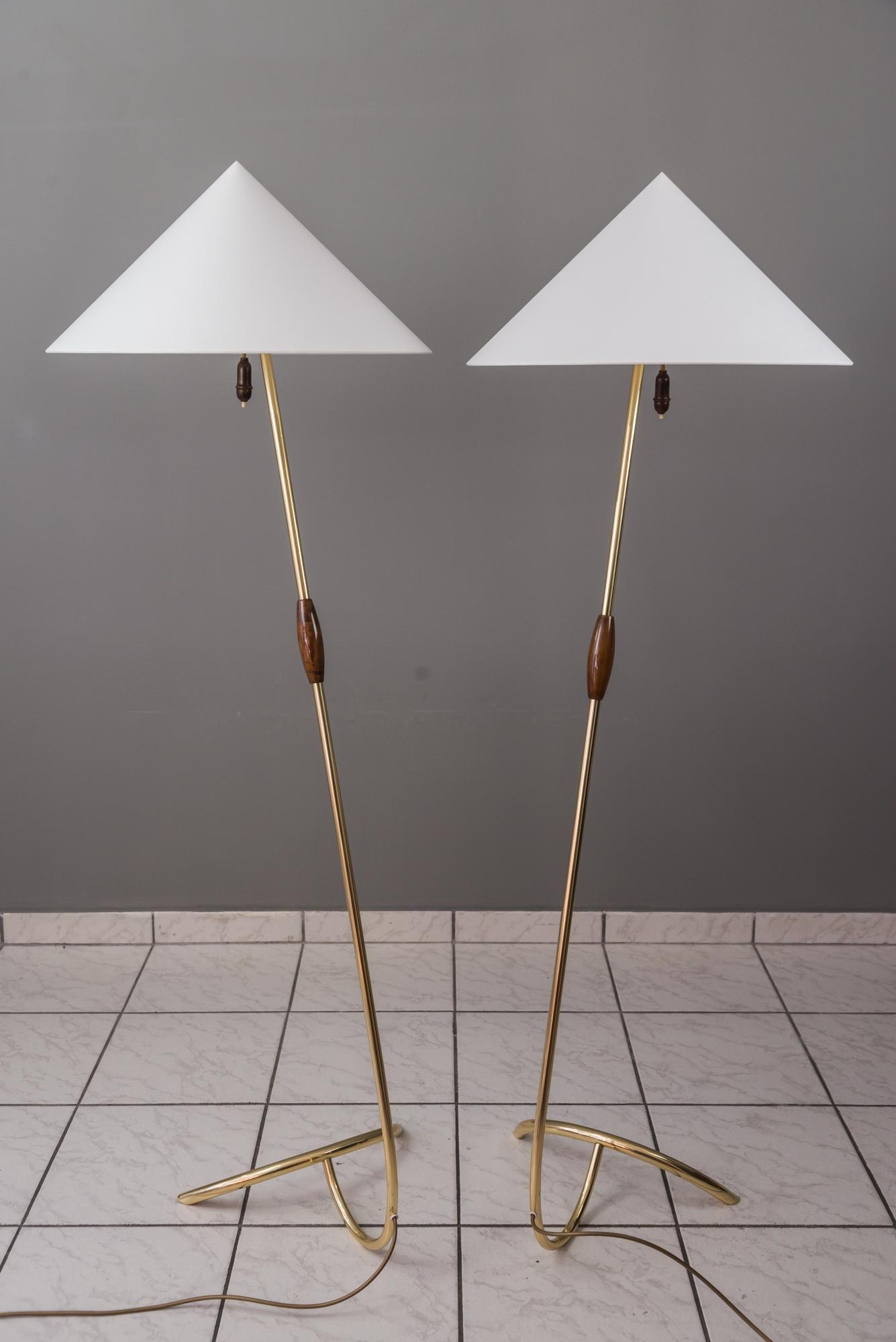 Polished Two Rupert Nikoll Floor Lamps, circa 1950s For Sale