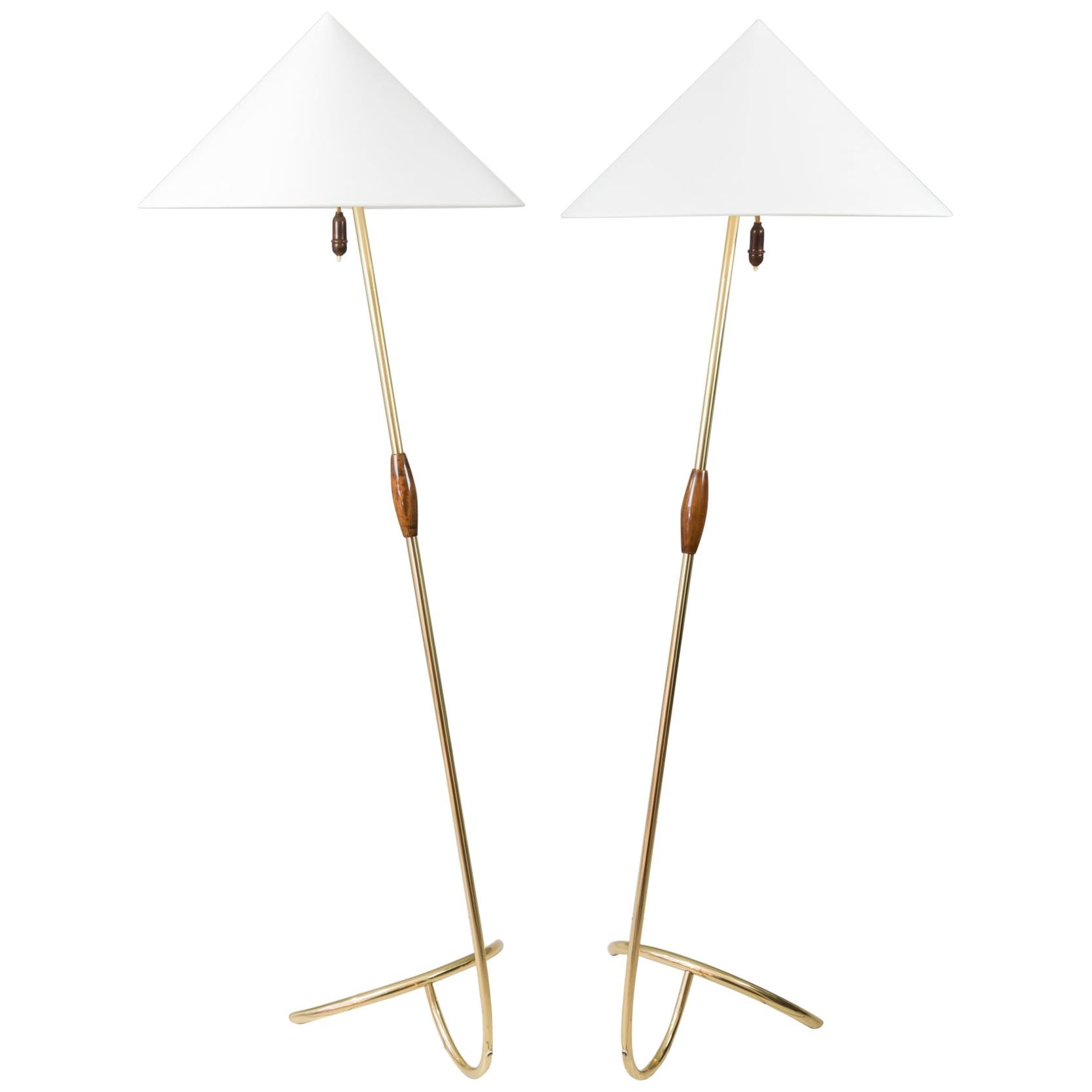 Two Rupert Nikoll Floor Lamps, circa 1950s For Sale