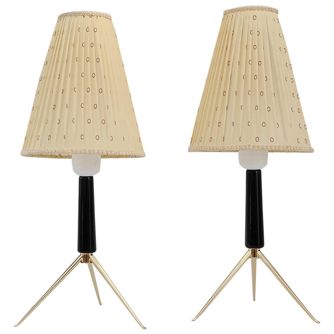 Two Rupert Nikoll Table Lamps, Vienna, circa 1950s
