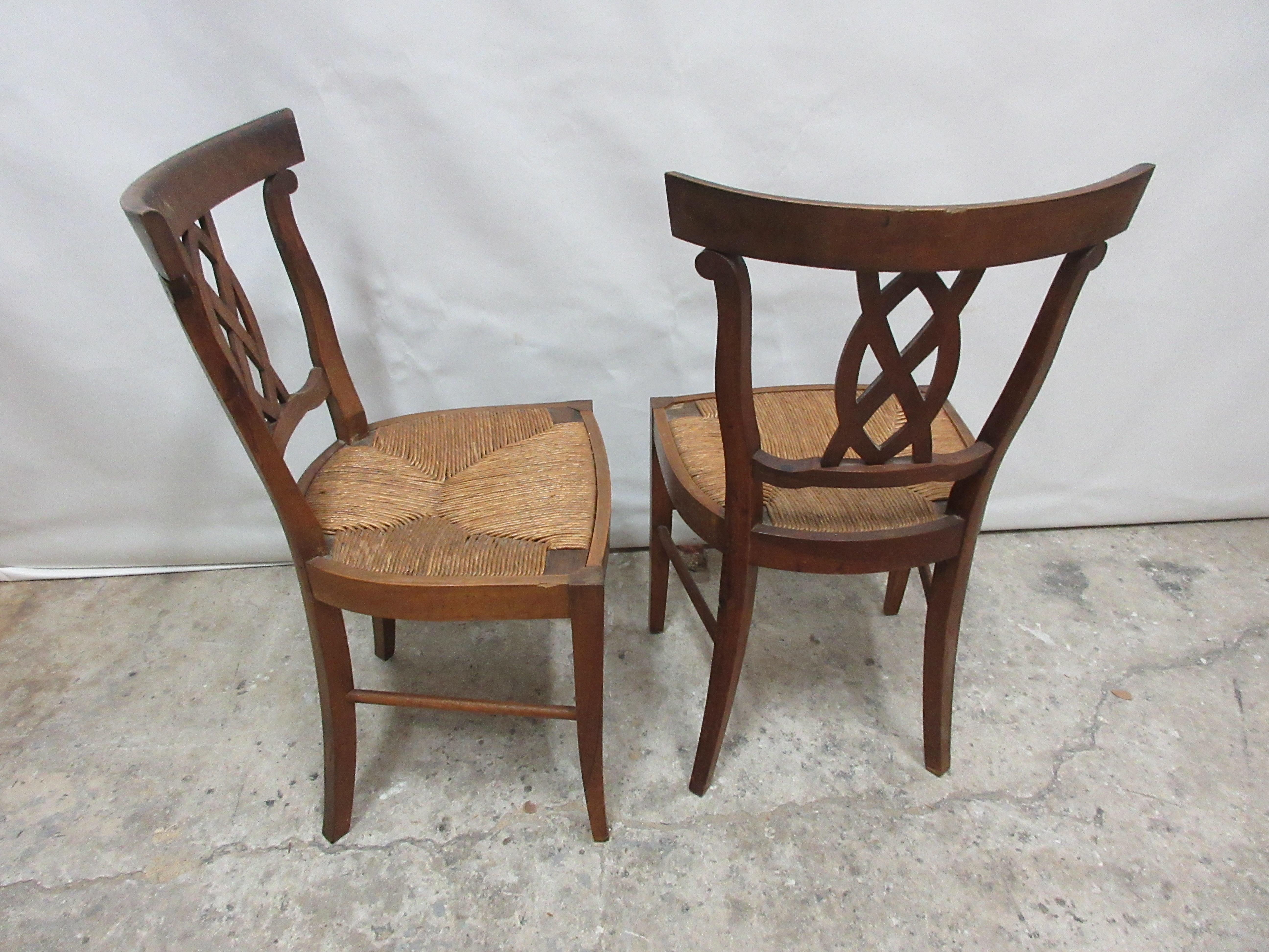 Two Rush Woven Seat Side Chairs In Good Condition For Sale In Hollywood, FL